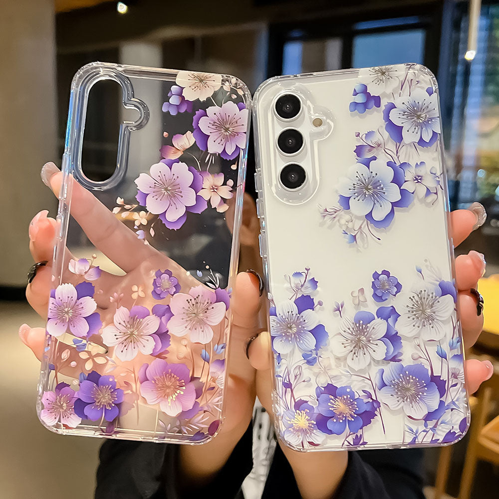 Electroplated Small Floral Laser Colorful Flower Anti-Fall Phone Case For Samsung