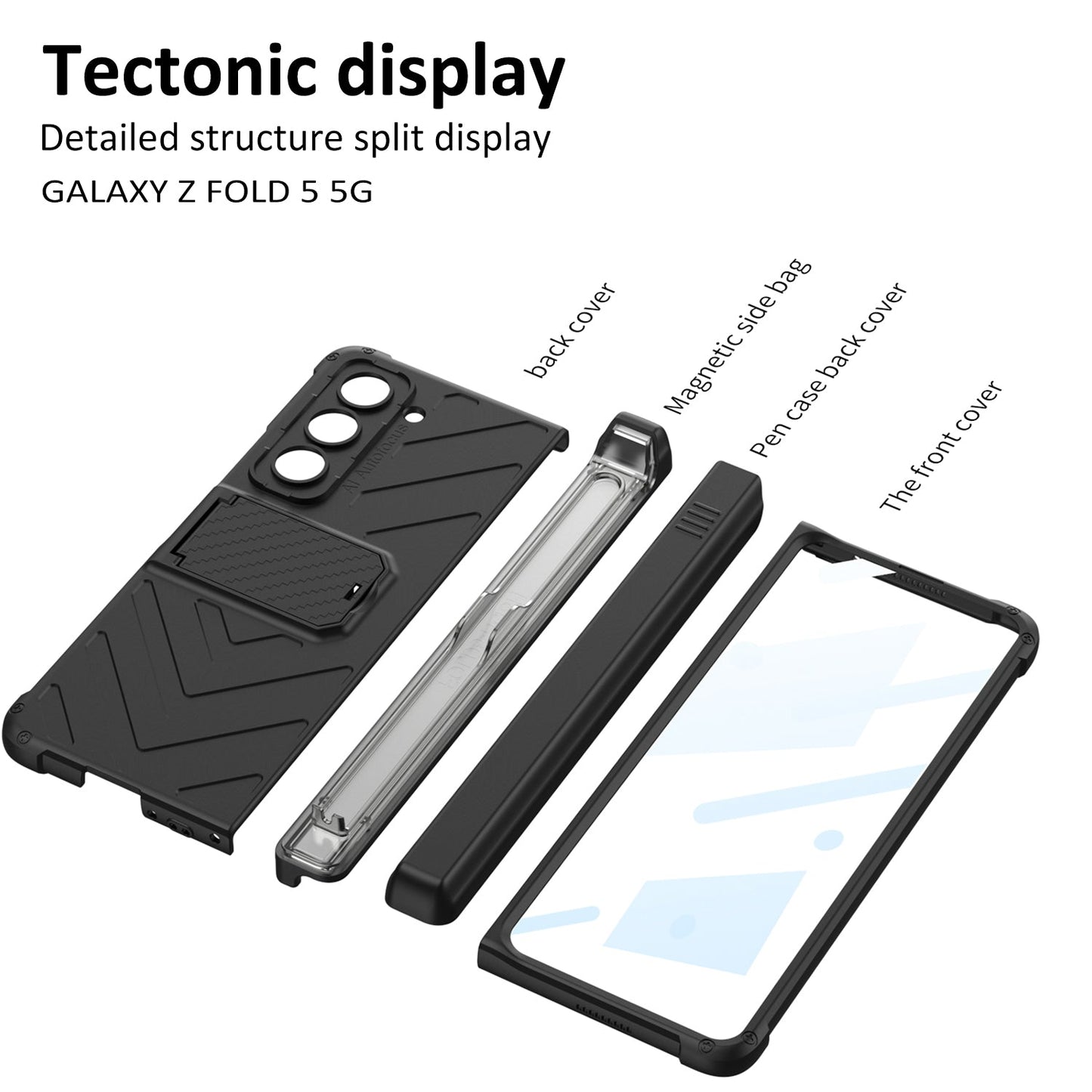 Magnetic Samsung Galaxy Z Fold5 Fold4 Fold3 Case Business Folding Armor Cover With Film & Slide Pen Slot and Kickstand - mycasety2023 Mycasety