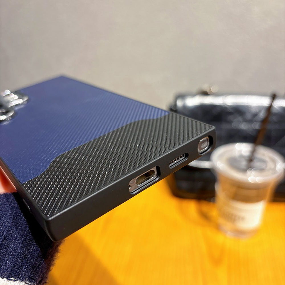 Metal Lens Protection Leather Color Block Phone Case For Samsung Galaxy