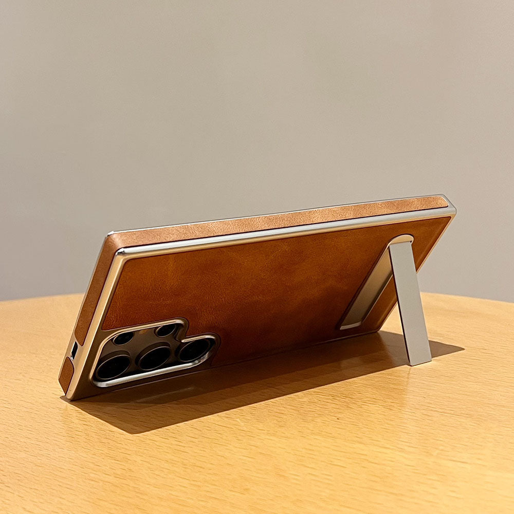 Newest Electroplated Leather Stand Anti-Fall Phone Case For Samsung