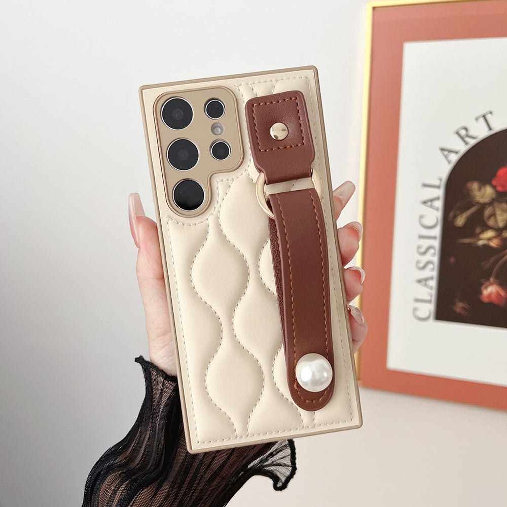 Off-White Ultra-Thin Wrist Strap Fashion Phone Case For Samsung