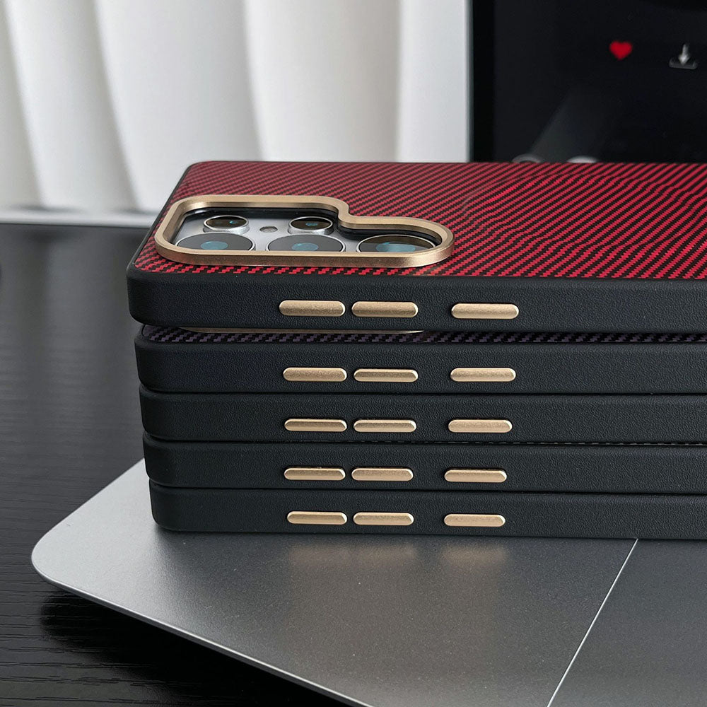 Kevlar Carbon Fiber Magnetic Phone Case For Samsung Galaxy