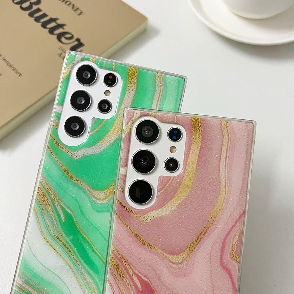 Epoxy Gold Powder Marble Texture Phone Case For Samsung Galaxy