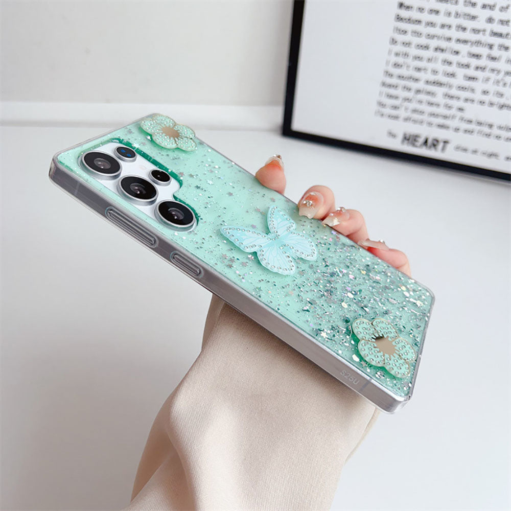 Glitter Rhinestone Butterfly Phone Case For Samsung Galaxy