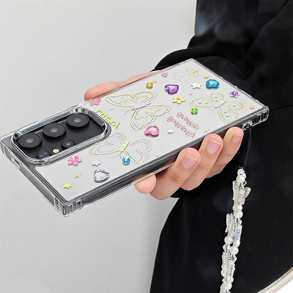 Dreamy Butterfly Graffiti Mirror Phone Case For Samsung Galaxy