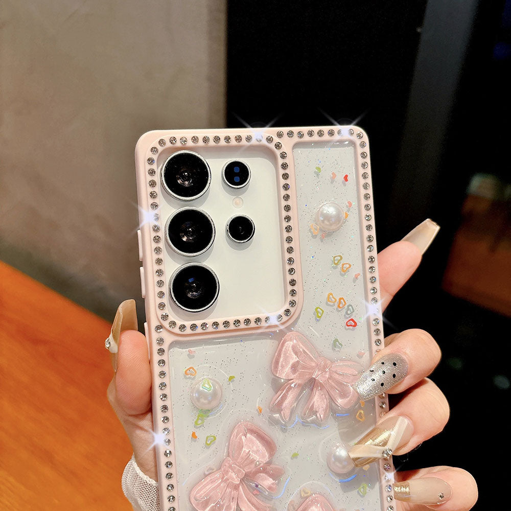 Diamond Pearl Bow Phone Case For Samsung Galaxy