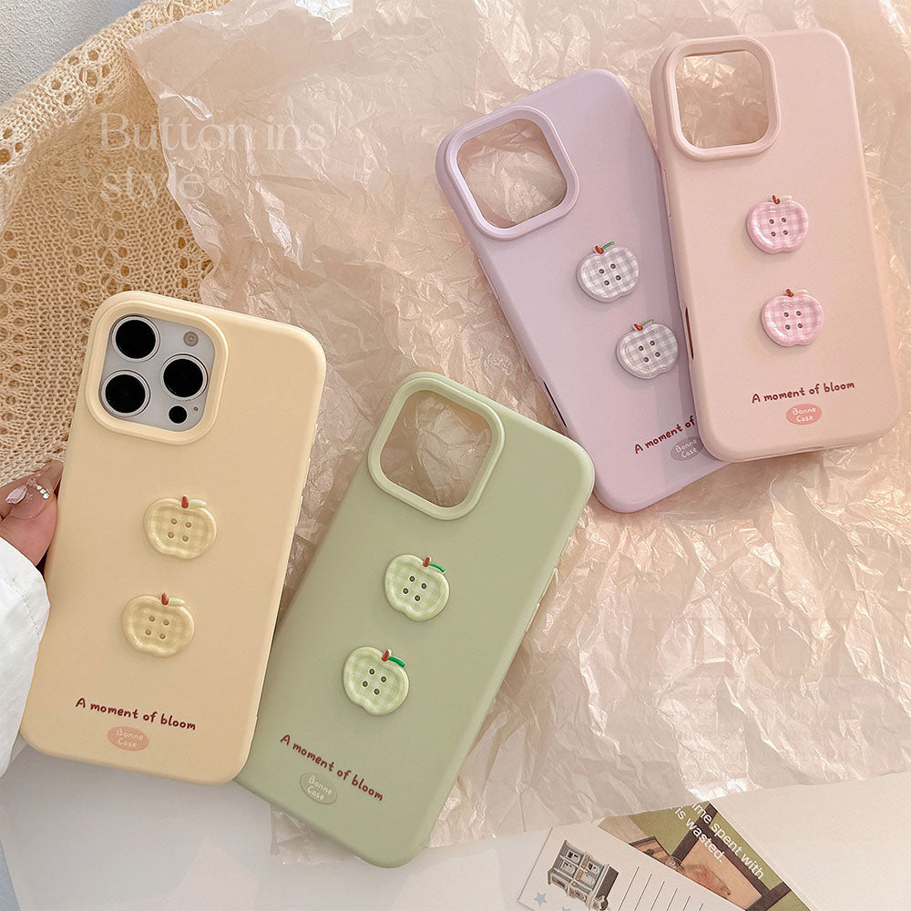 Cute Apple Button Silicone Phone Case For iPhone