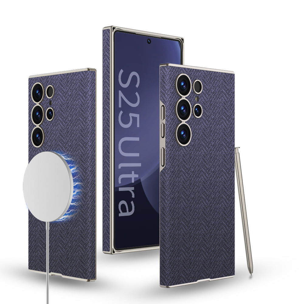 Built-in Magnetic Leather Case for Galaxy S25 Ultra