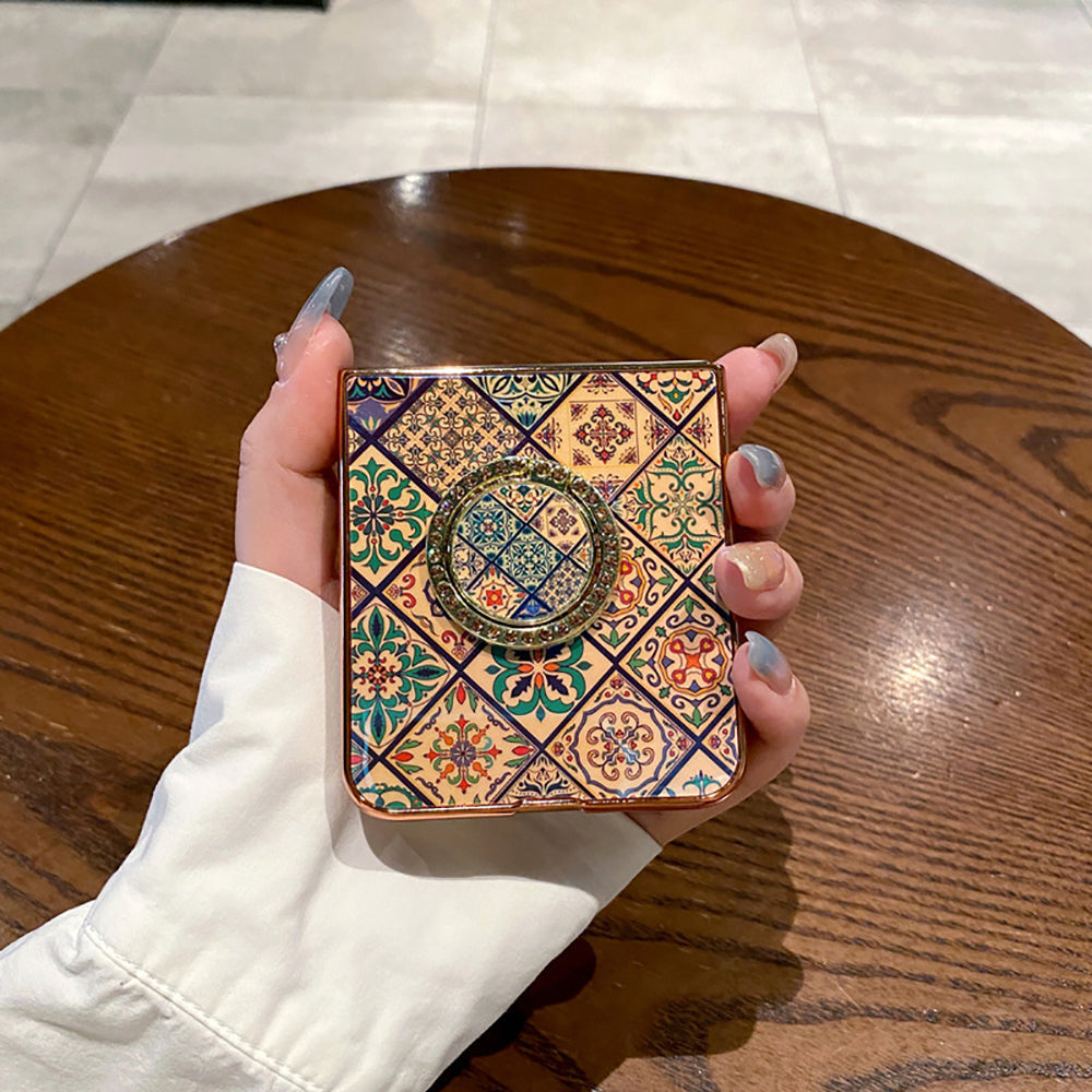 Retro Boho Style Ring Phone Case For Samsung Galaxy Z Flip5 Flip4 Flip3