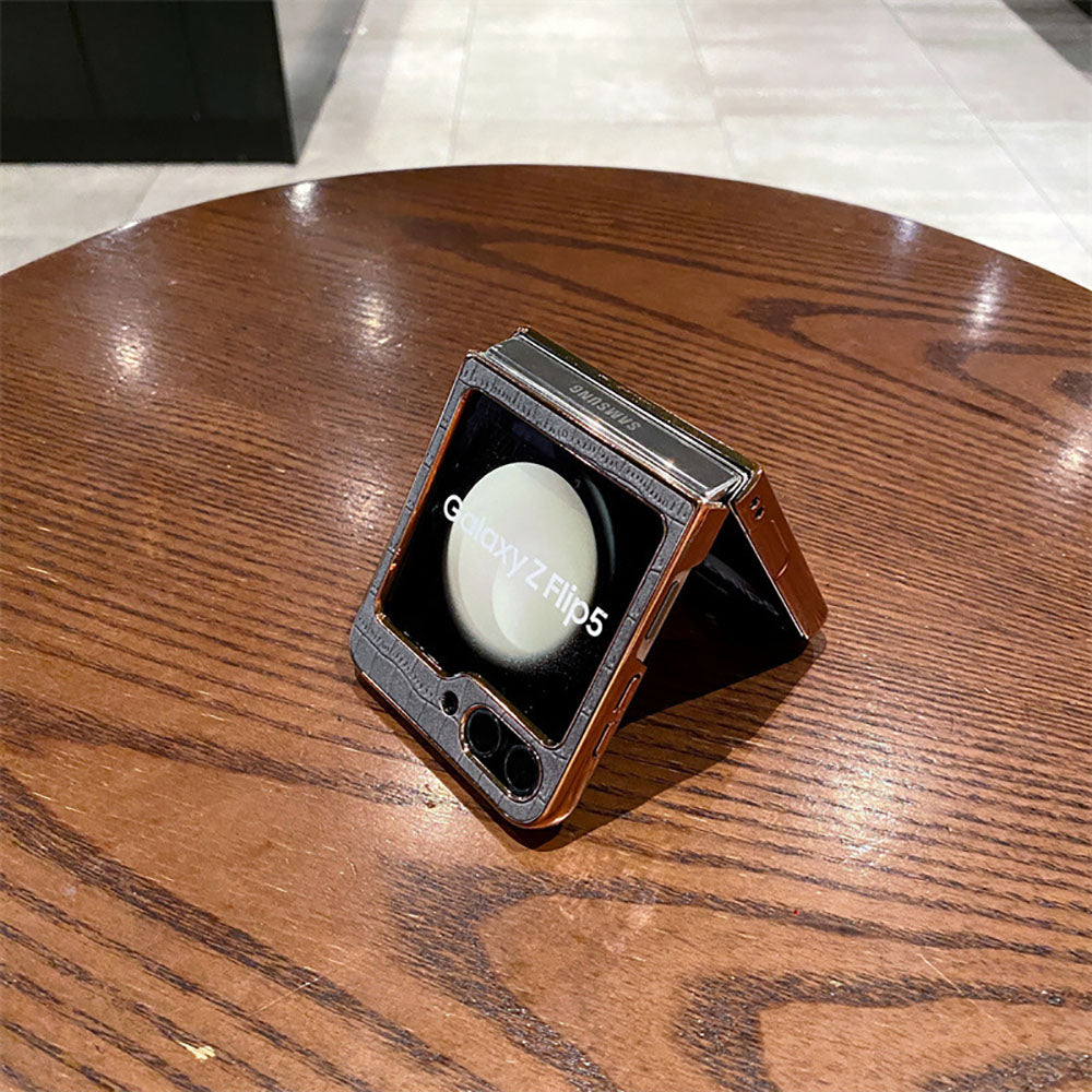 Crocodile Pattern Genuine Leather Business Phone Case For Samsung