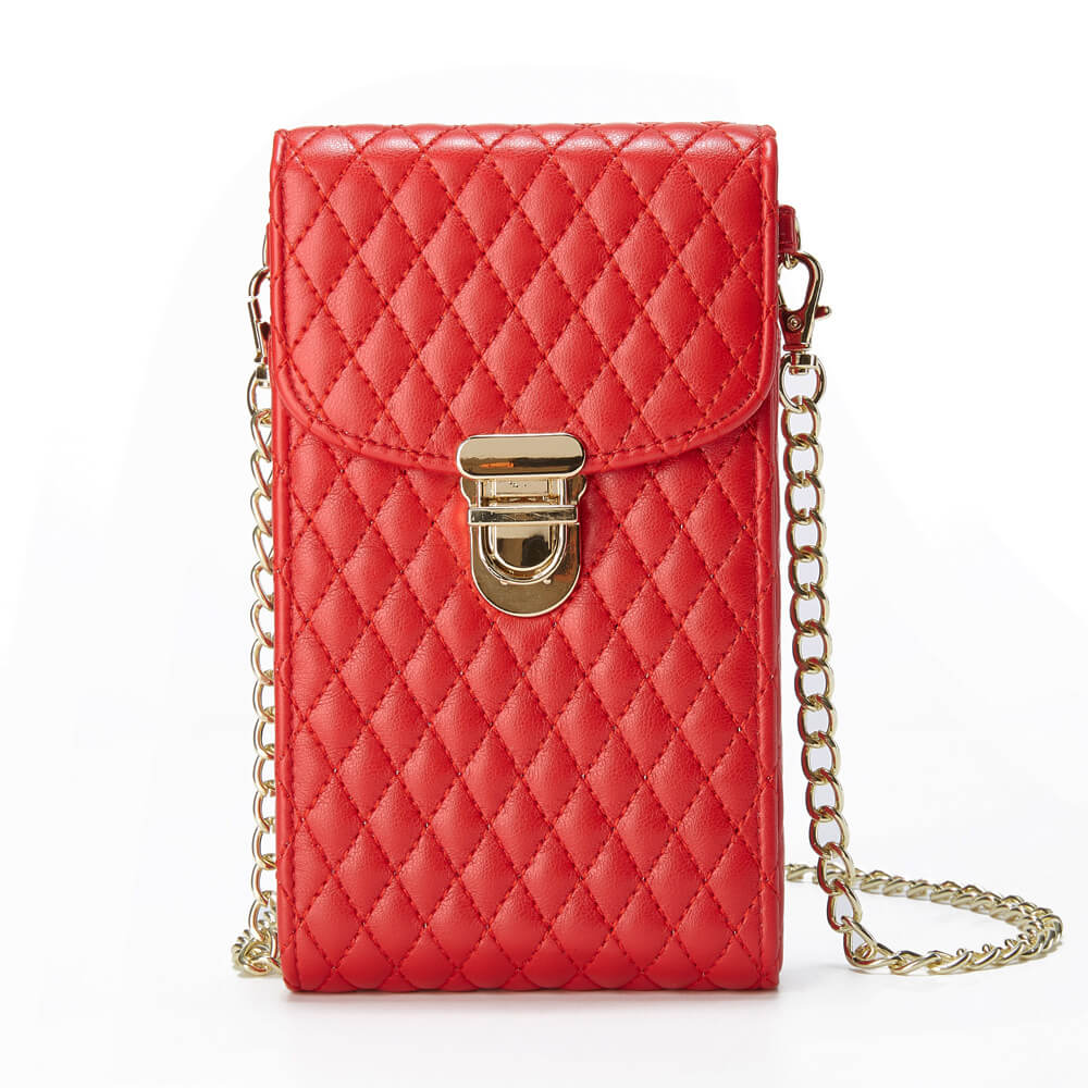 Premium Leather Phone Bag With Gold Chain - GiftJupiter