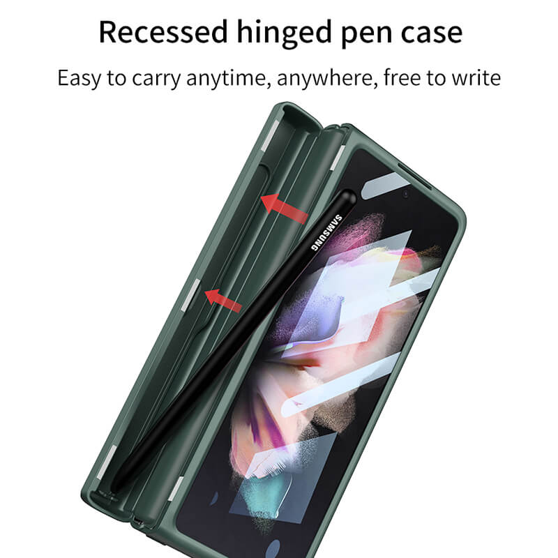 Magnetic Frame Stand All-included Screen Glass Film Case With Hidden S Pen Slot For Samsung Galaxy Z Fold3 Fold4 5G - GiftJupiter