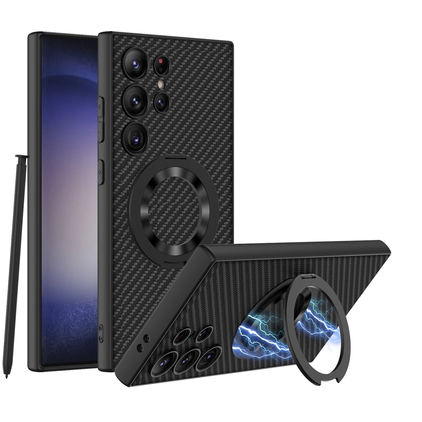 Leather Magnetic Bracket Protective Phone Case For Samsung Galaxy S24 S23 Ultra Plus