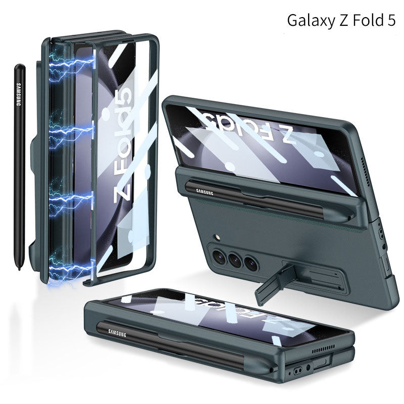 Samsung Galaxy Z Fold5 Case Full Coverage Case with Tempered Glass Protector and Pen Tray Holder - mycasety2023 Mycasety