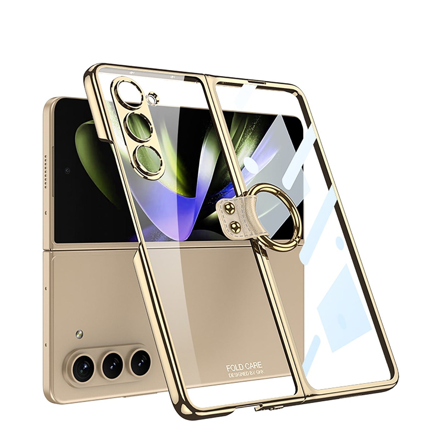 Transparent Samsung Galaxy Z Fold5 Plated Phantom Case with Exclusive Ring - mycasety2023 Mycasety