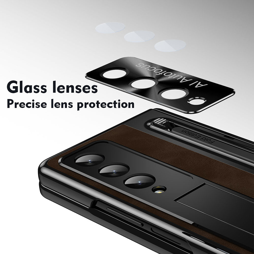 Jazz Retro Series Phone Case For Samsung Galaxy Fold5 Fold4 With Screen Protector and Stylus