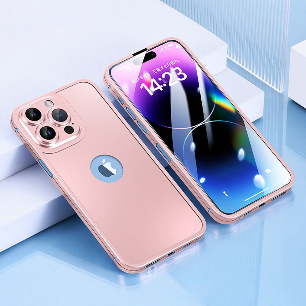 360 Degree Titanium Alloy Comprehensive Protective Integrated Phone Case With Protective Film For iPhone