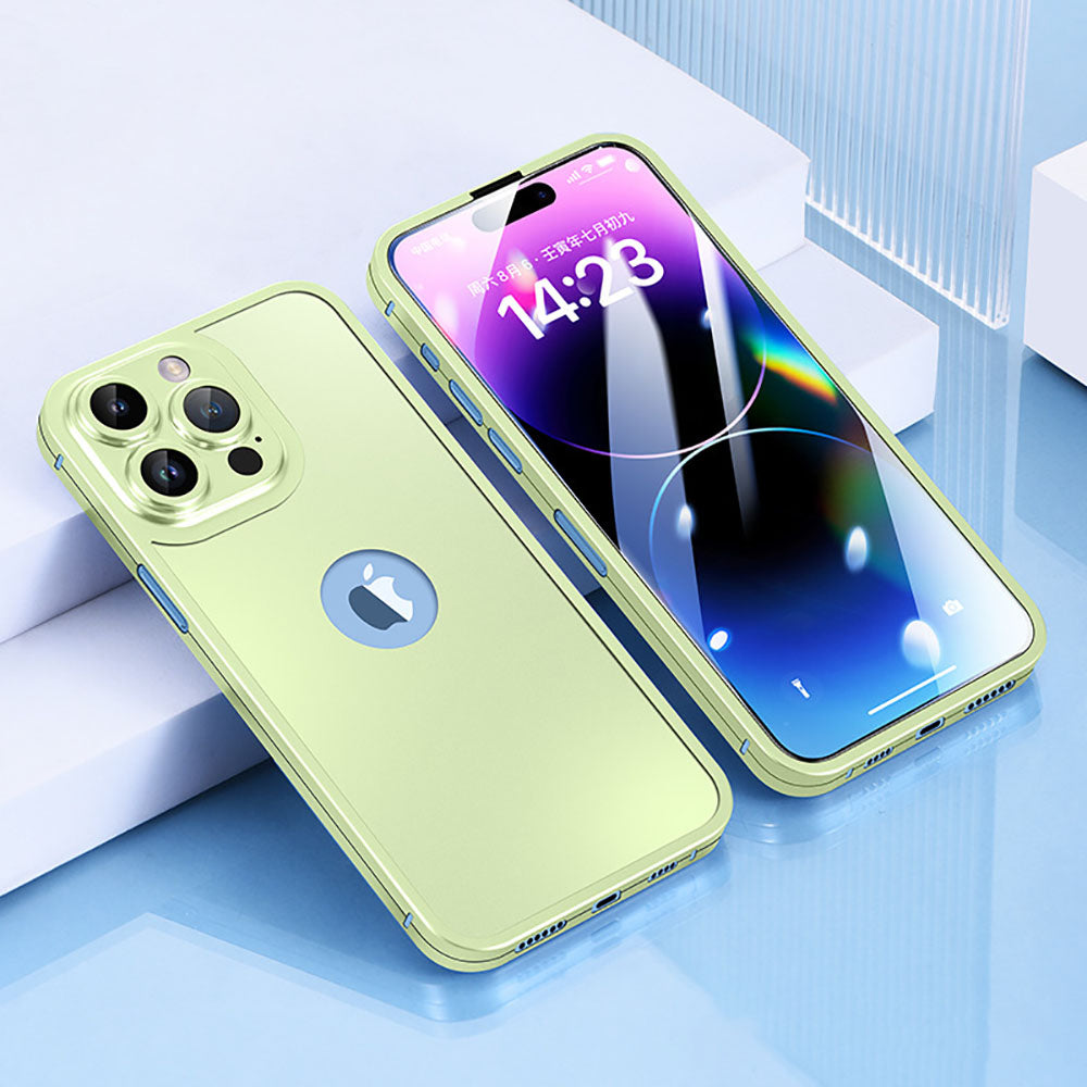 360 Degree Titanium Alloy Comprehensive Protective Integrated Phone Case With Protective Film For iPhone