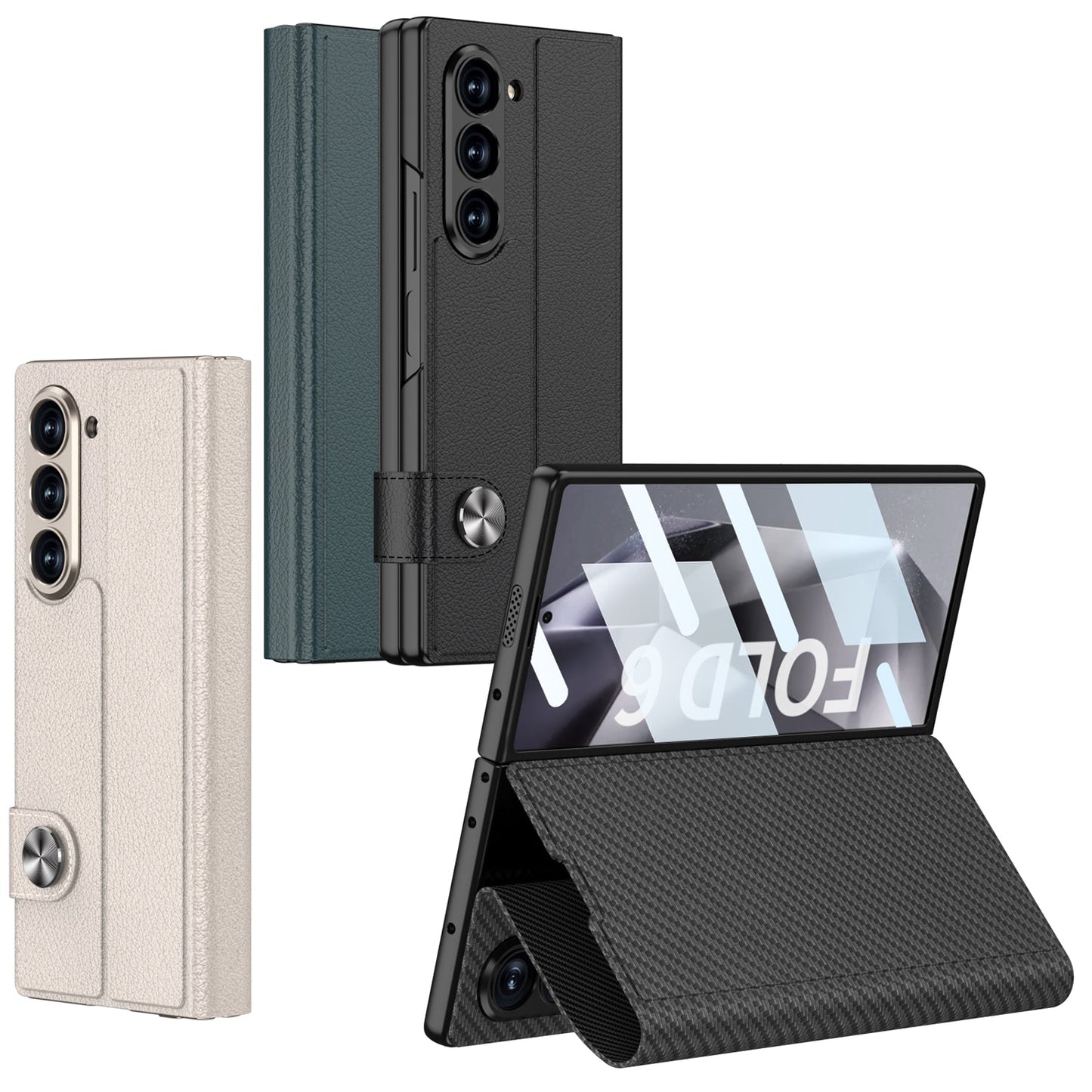 Luxurious Leather Cover Shockproof Phone Case With Screen Protector For Galaxy Z Fold 6/7