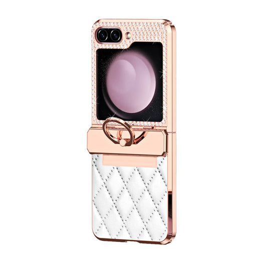 Lyxury Crystal Leather Ring Holder Protective Phone Case For Galaxy Z Flip 7/6/5/4/3