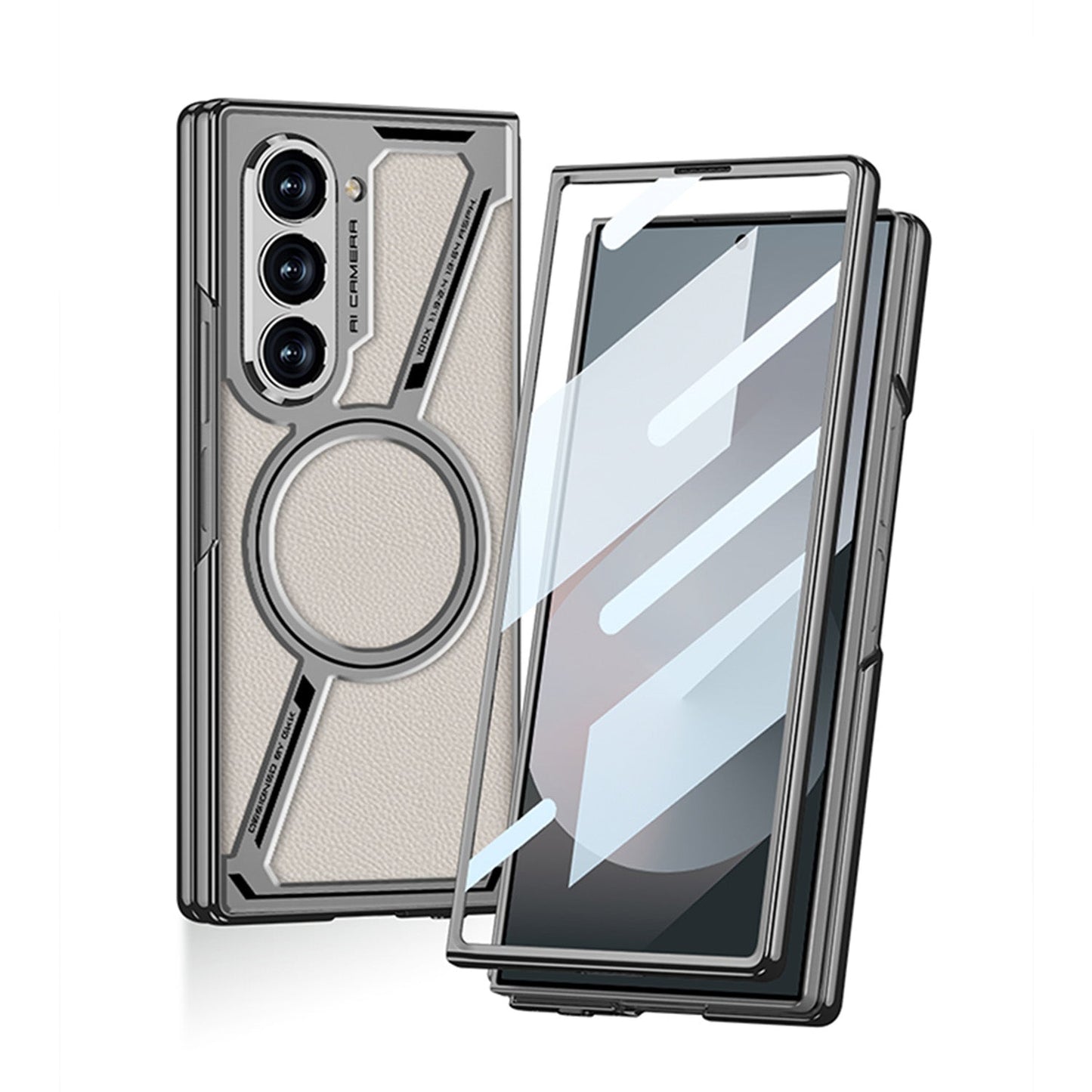 Electroplating Leather Shockproof Phone Case With Screen Protector For Galaxy Z Fold 7/6