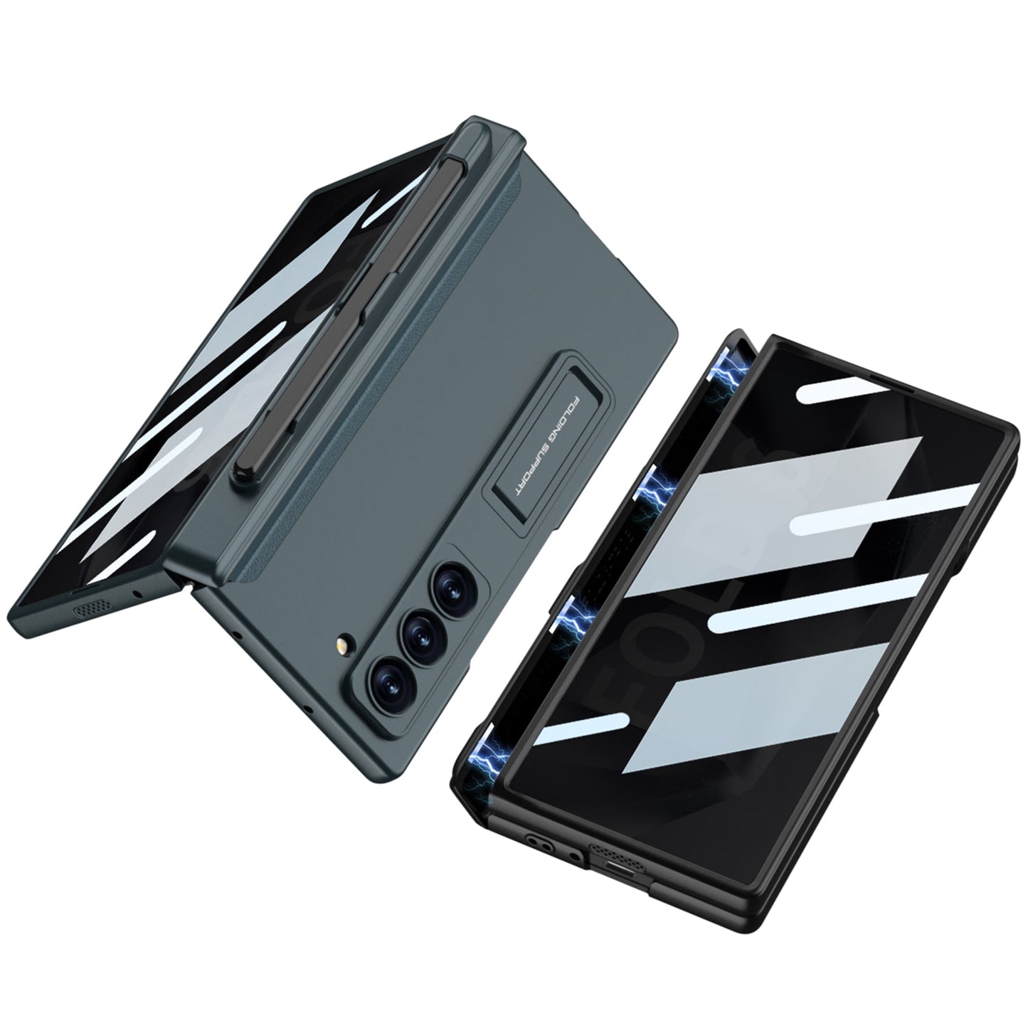 Magnetic Hinge Pen Slot Hidden Bracket All-included Case With Back Screen Protector For Galaxy Z Fold 7/6/5/4/3