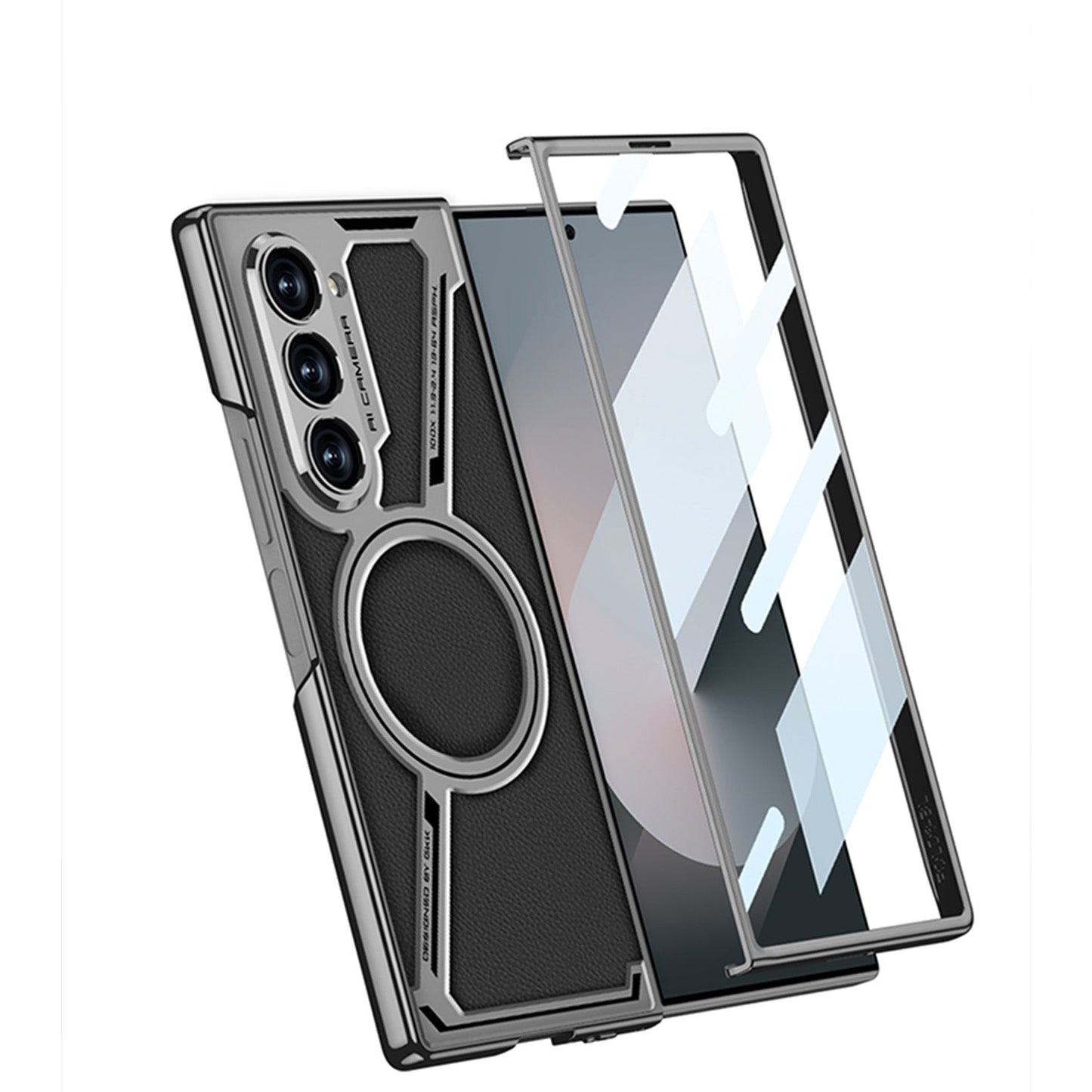 Electroplating Leather Shockproof Phone Case With Screen Protector For Galaxy Z Fold 7/6