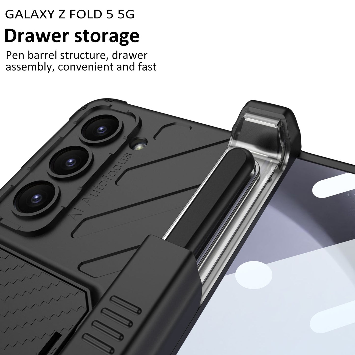 Magnetic Armor All-included Slide Pen Case With Back Screen Glass Hinge Holder Phone Cover For Galaxy Z Fold3 Fold4 Fold5 Fold6