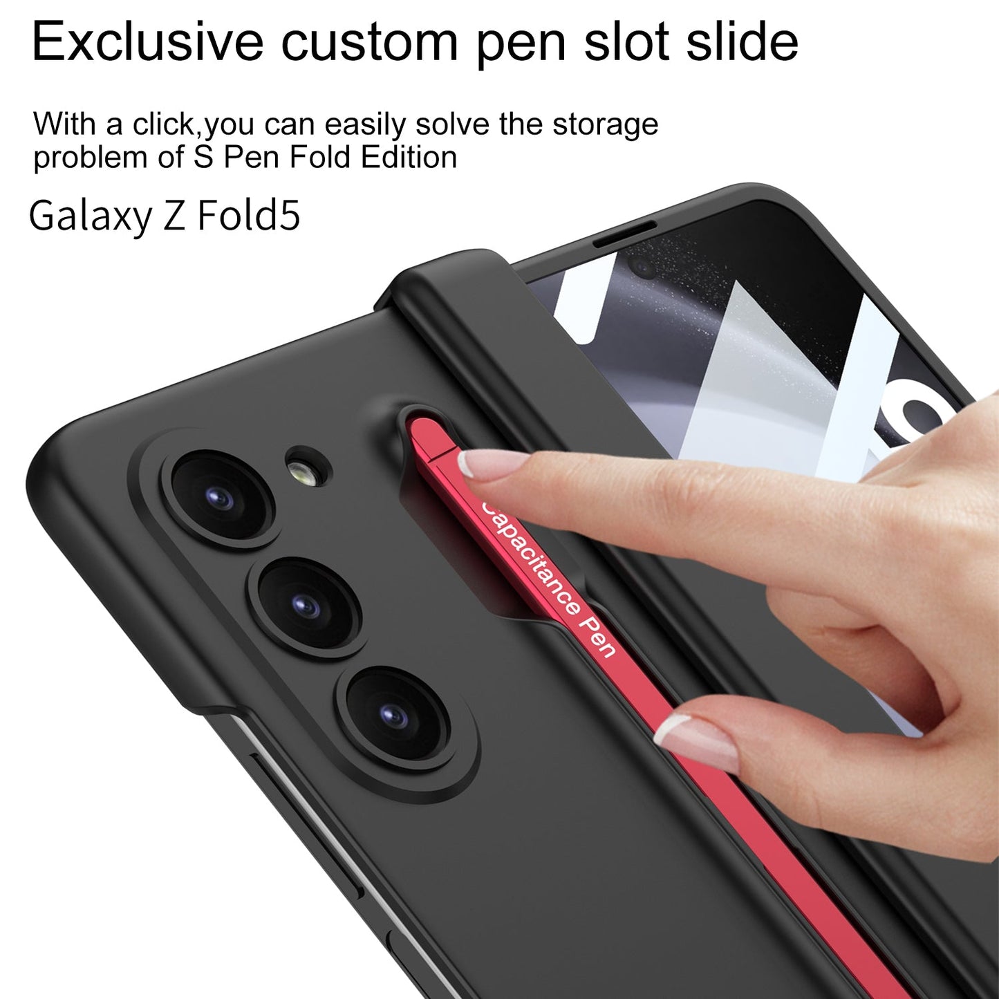 Magnetic Hinge Anti-fall Protective Phone Case With Pen Tray Shell and Film For Samsung Galaxy Z Fold5 - mycasety2023 Mycasety