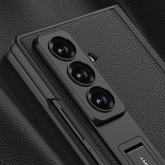 Magnetic Hinge Hidden Bracket All-included Leather Case With Back Screen Protector For Galaxy Z Fold 7/6/5
