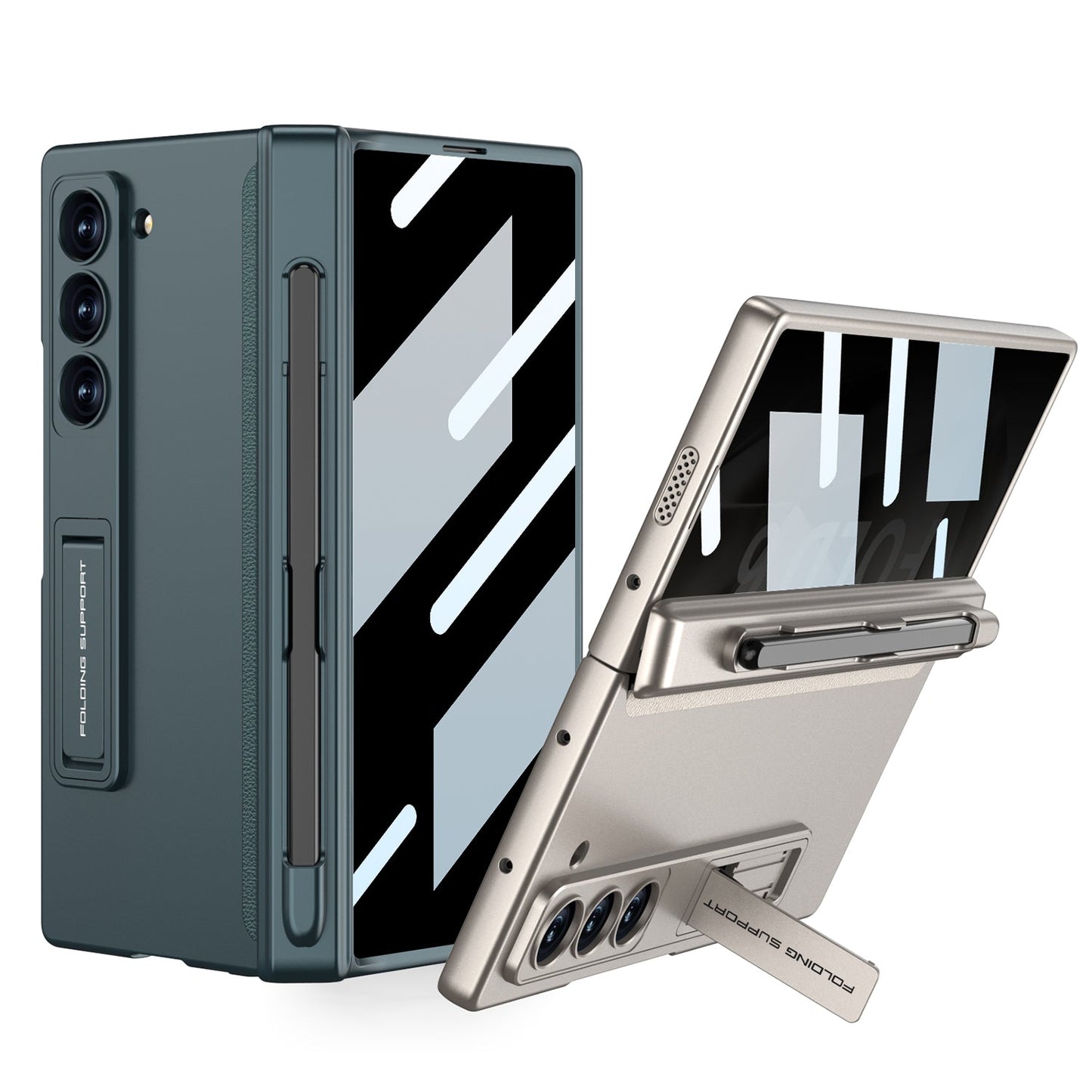 Magnetic Hinge Pen Slot Hidden Bracket All-included Case With Back Screen Protector For Galaxy Z Fold 7/6/5/4/3