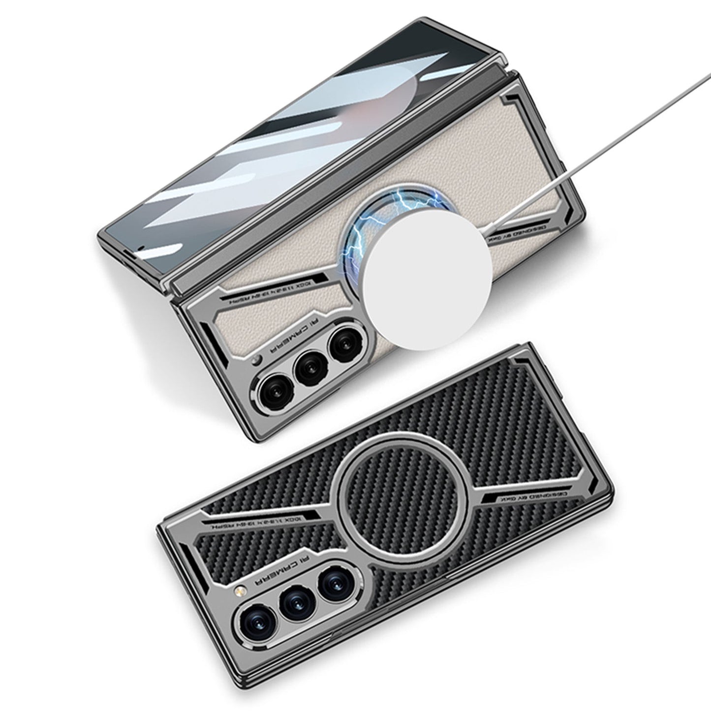 Electroplating Leather Shockproof Phone Case With Screen Protector For Galaxy Z Fold 7/6