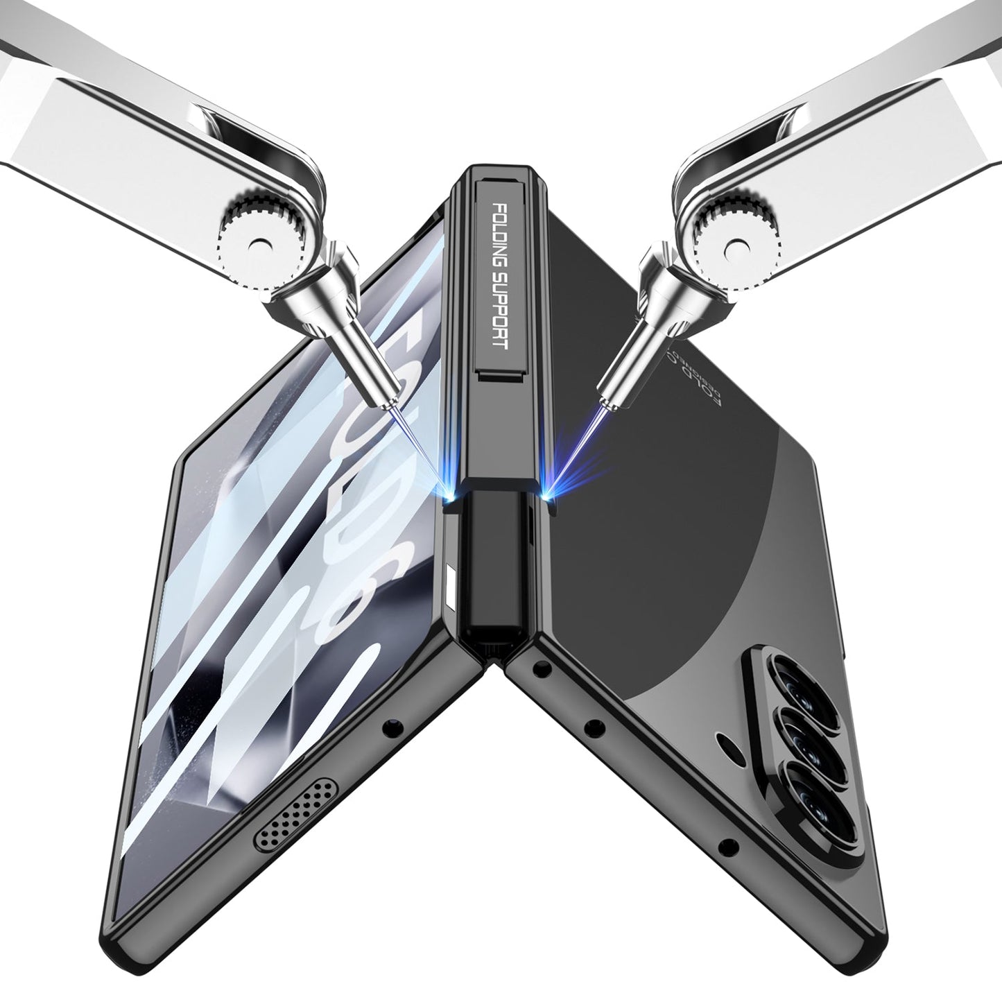 Transparent Magnetic Hinge Bracket Shockproof Phone Case With Screen Protector For Galaxy Z Fold 6/7