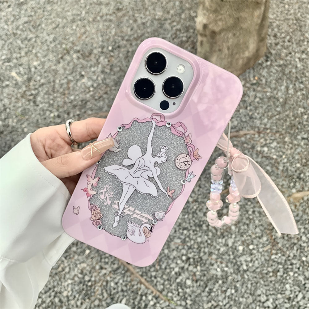 Pink Glitter Ballet Girl Bracelet iPhone Case