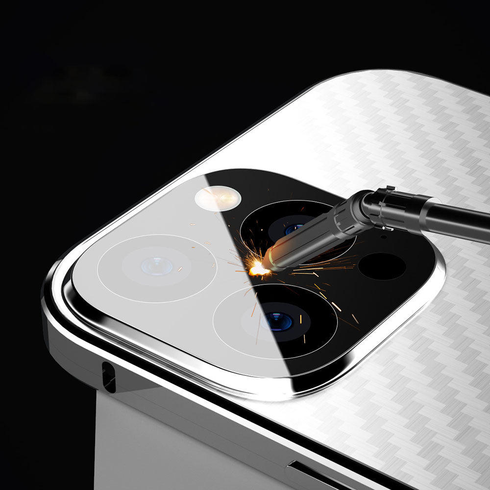 Magnetic Double Sided Tempered Glass Screen Protector Carbon Fiber Back Panel All-Inclusive Lens iPhone Case