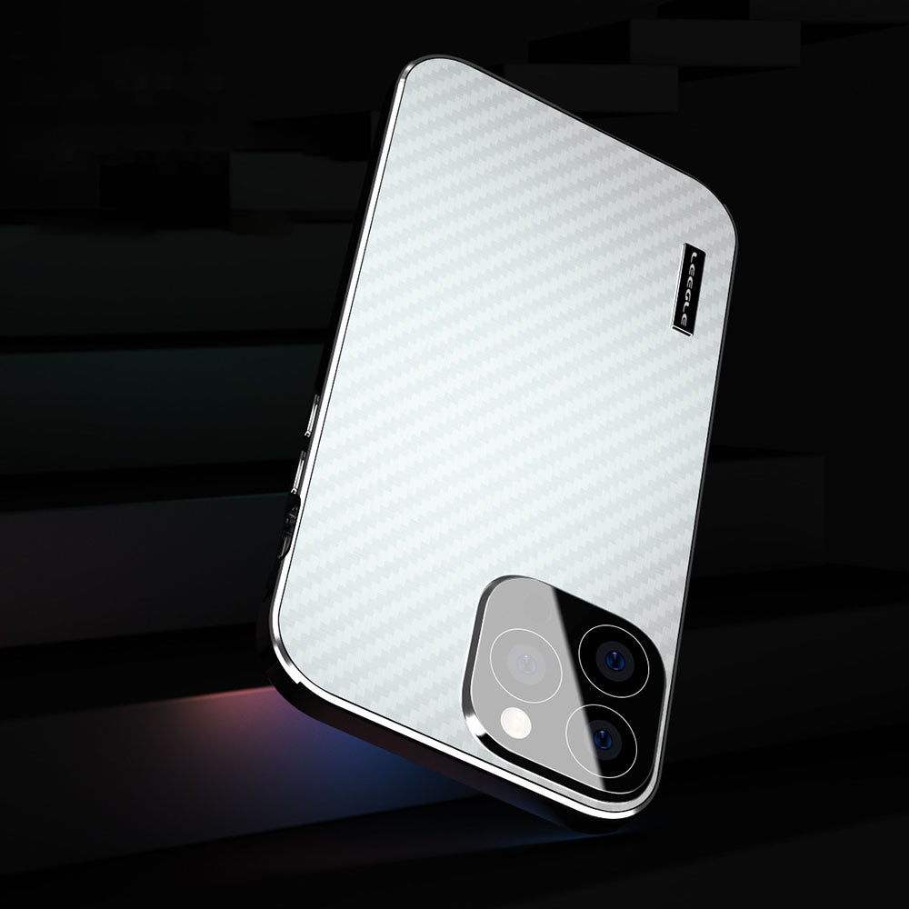 Magnetic Double Sided Tempered Glass Screen Protector Carbon Fiber Back Panel All-Inclusive Lens iPhone Case