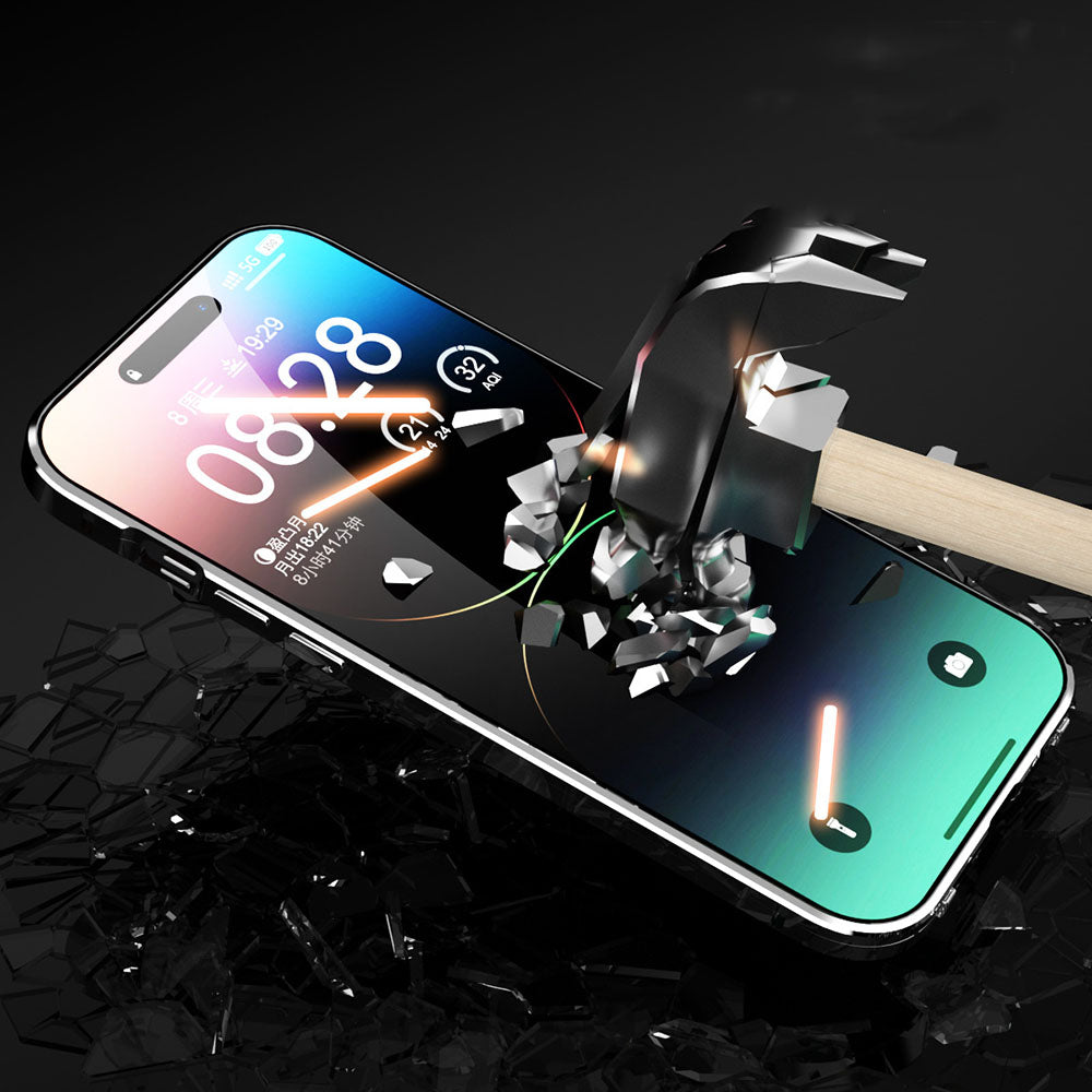 Magnetic Double Sided Tempered Glass Screen Protector Carbon Fiber Back Panel All-Inclusive Lens iPhone Case