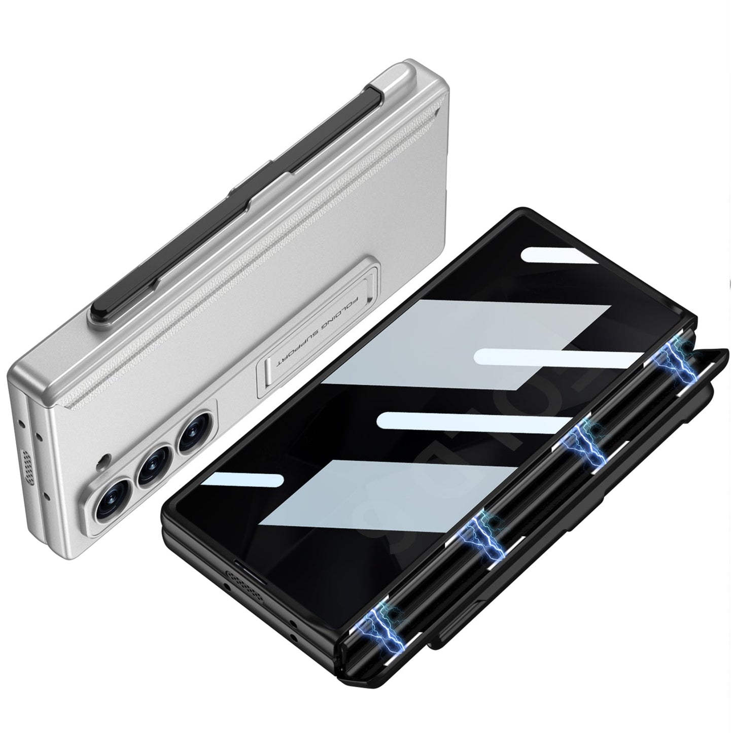 Magnetic Hinge Pen Slot Hidden Bracket All-included Case With Back Screen Protector For Galaxy Z Fold 7/6/5/4/3