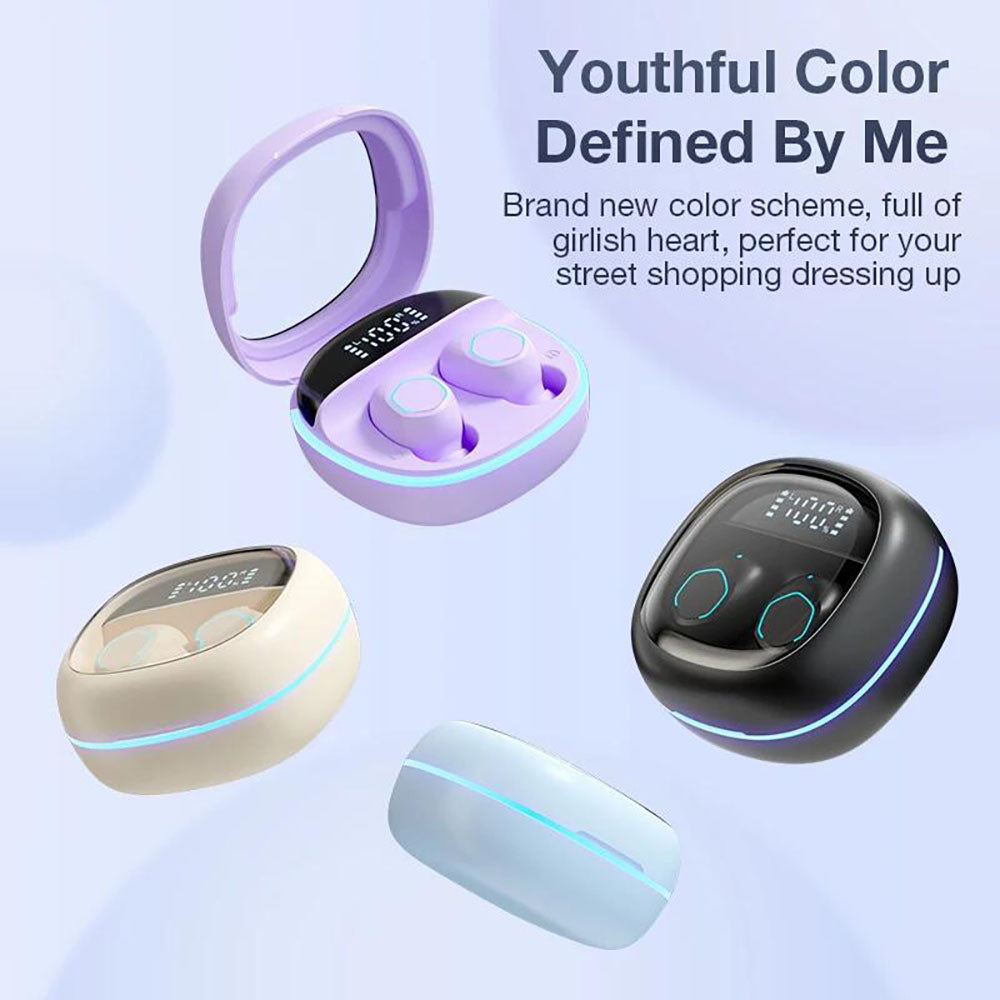 Macaron Transparent Intelligent Digital Display Noise Reduction Long Battery Life Wireless In-Ear Bluetooth Headphones