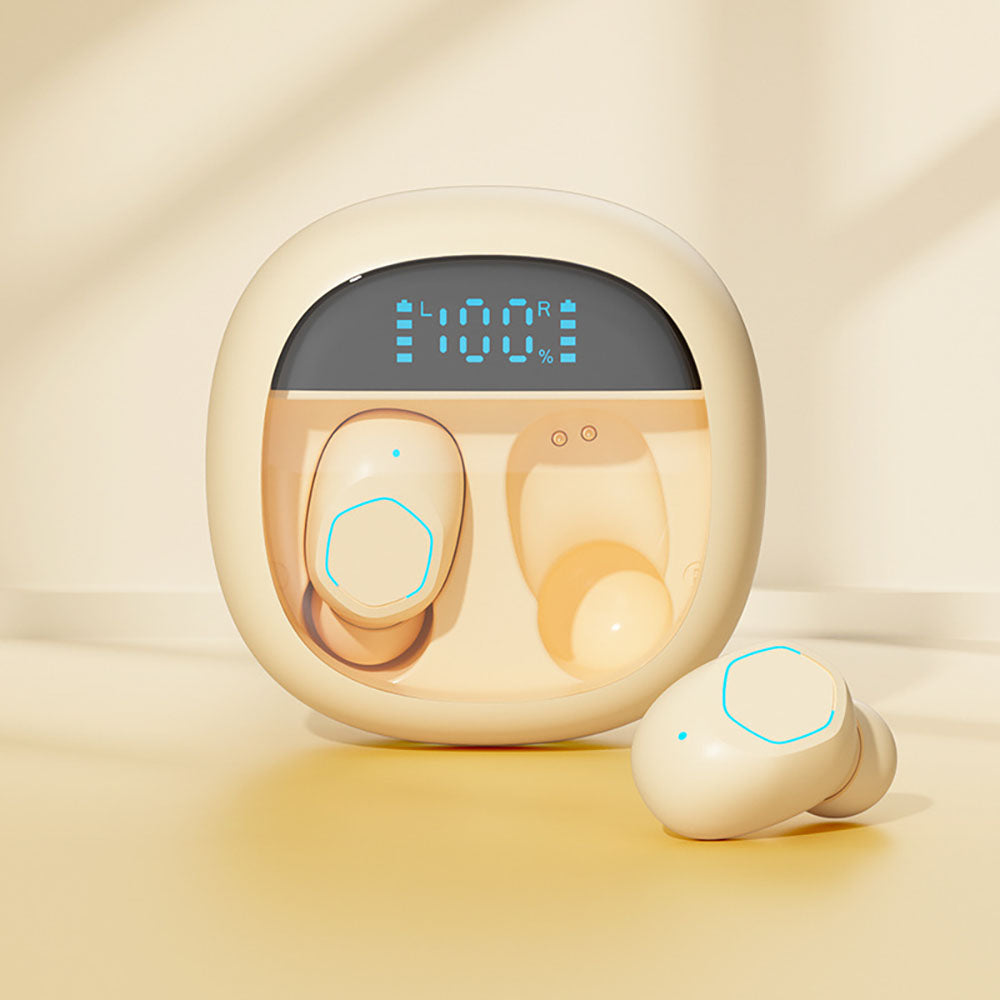 Macaron Transparent Intelligent Digital Display Noise Reduction Long Battery Life Wireless In-Ear Bluetooth Headphones