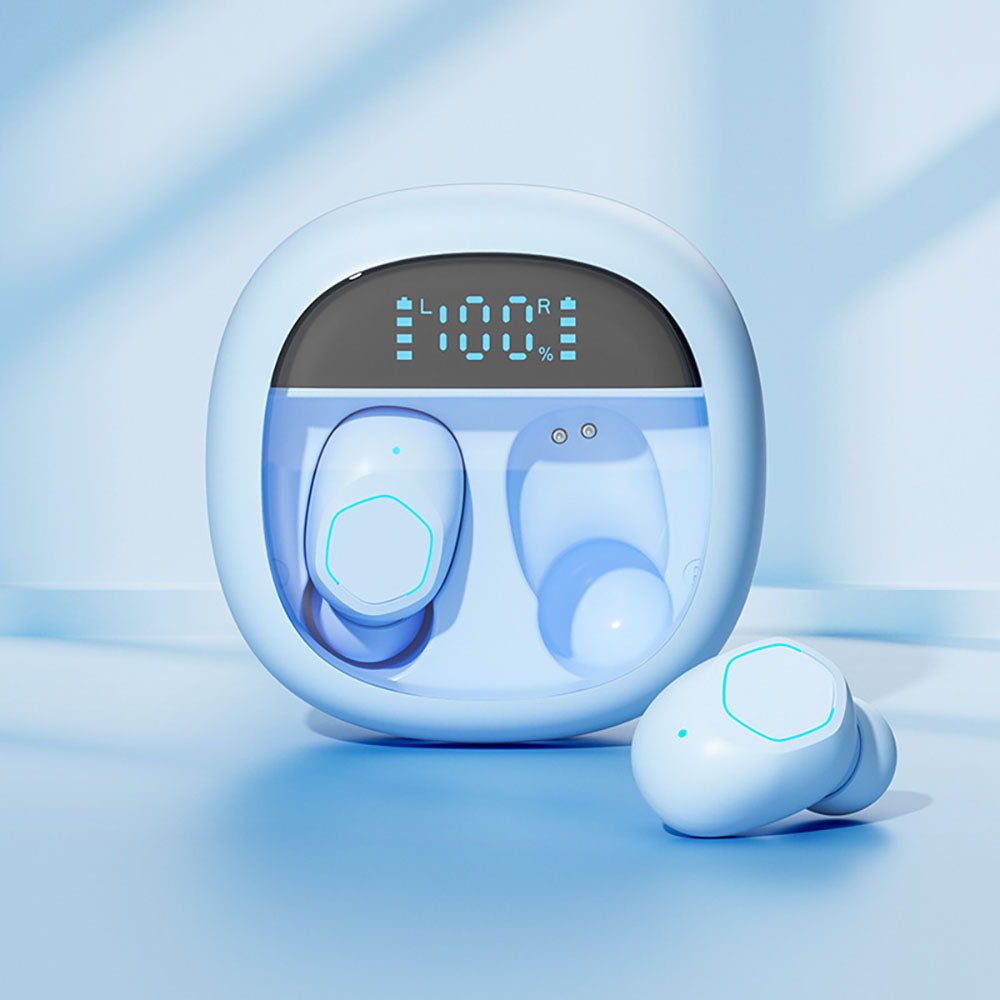 Macaron Transparent Intelligent Digital Display Noise Reduction Long Battery Life Wireless In-Ear Bluetooth Headphones