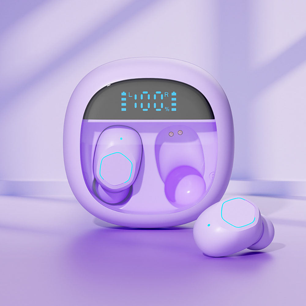 Macaron Transparent Intelligent Digital Display Noise Reduction Long Battery Life Wireless In-Ear Bluetooth Headphones