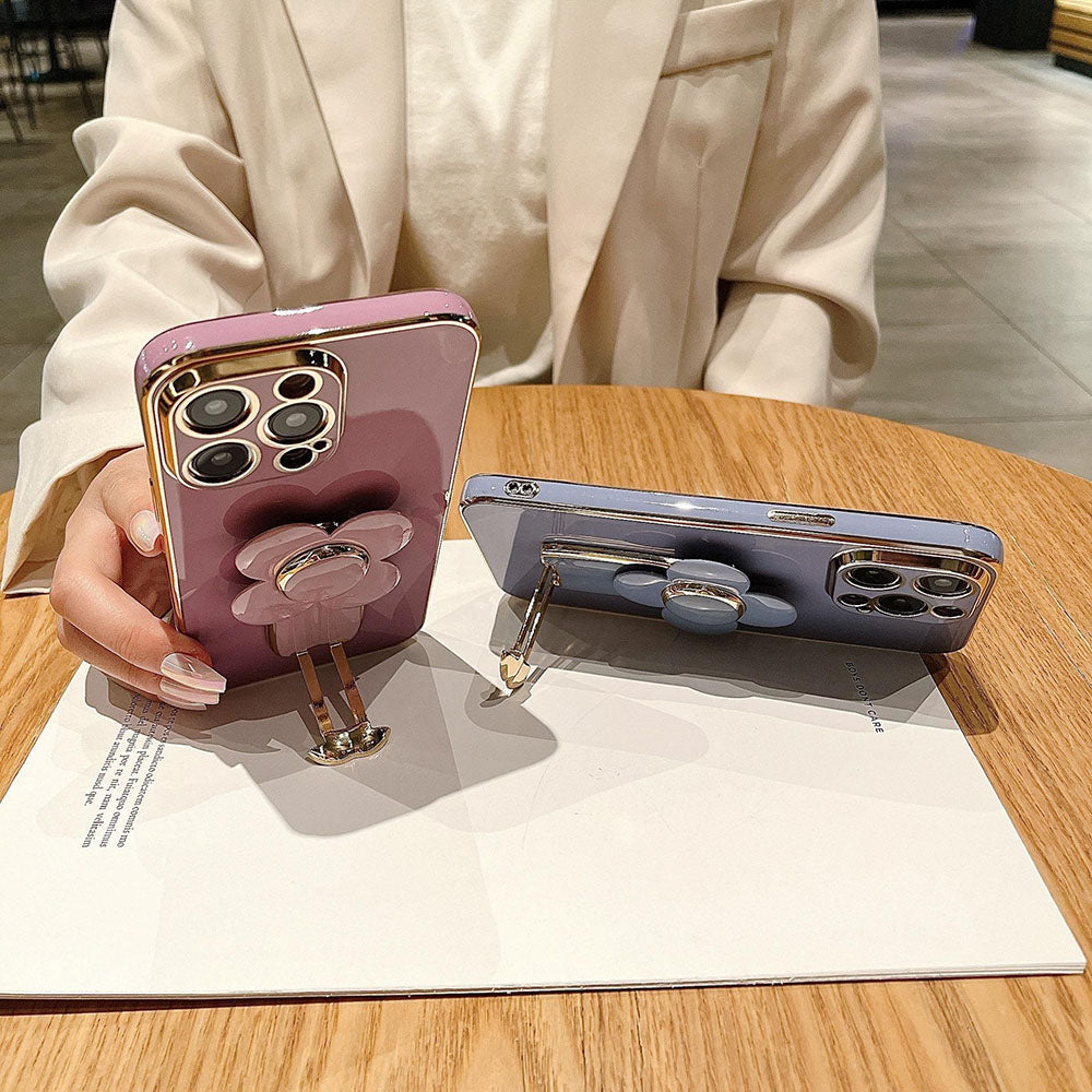 Electroplating Rotating Large Windmill Bracket All-Inclusive Drop-Proof Phone Case For iPhone