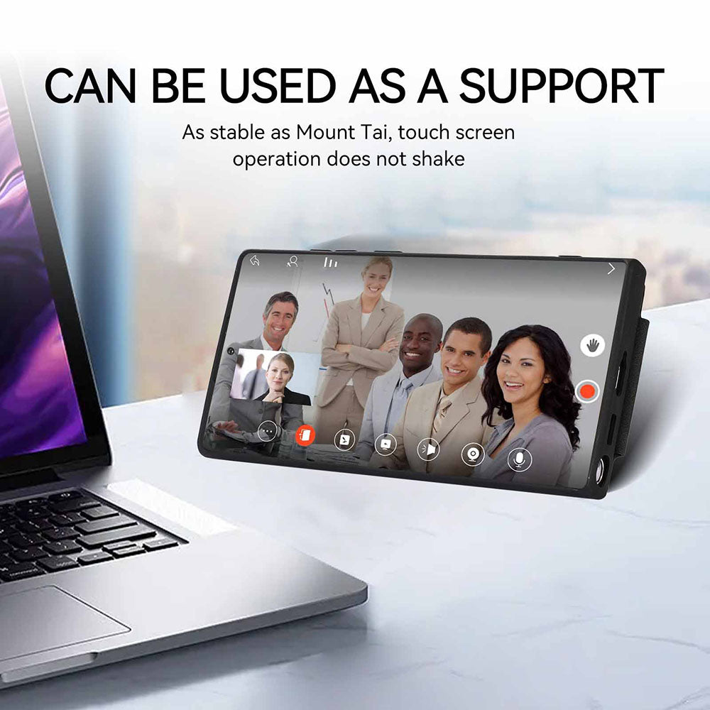 Armor Ring Buckle Leather Case Card Holder Phone Case For Samsung Galaxy