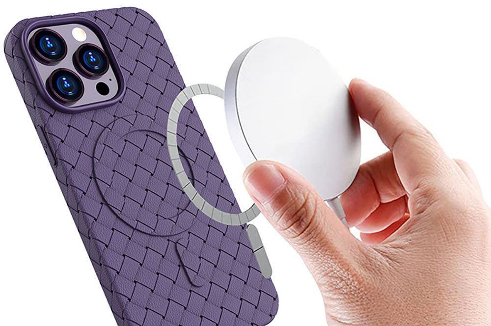 Heat Dissipation Magnetic Woven Pattern Tpu iPhone Case With Apple Watch Band