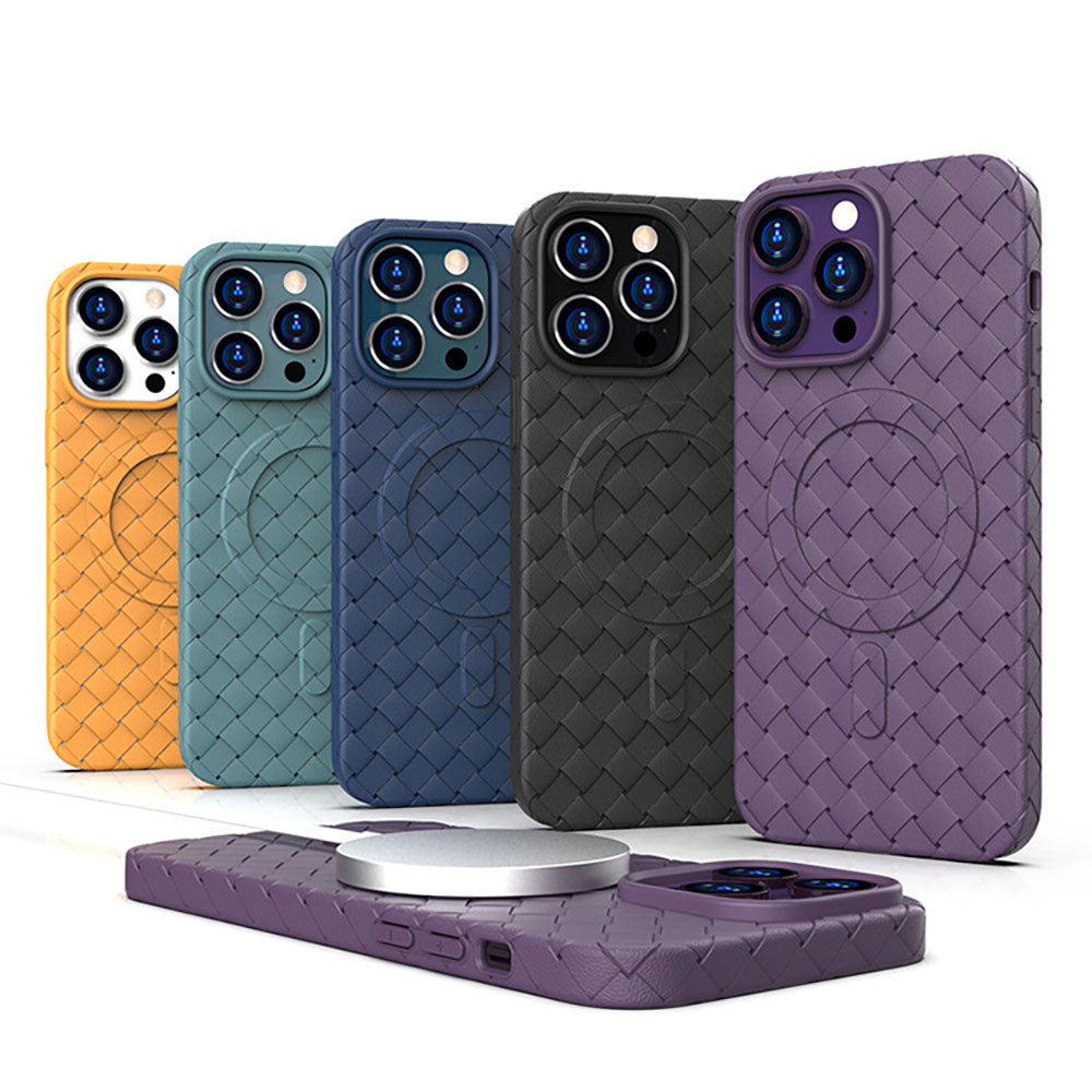 Heat Dissipation Magnetic Woven Pattern Tpu iPhone Case With Apple Watch Band