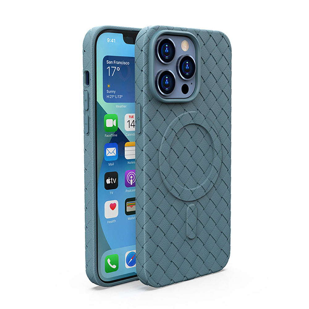 Heat Dissipation Magnetic Woven Pattern Tpu iPhone Case With Apple Watch Band