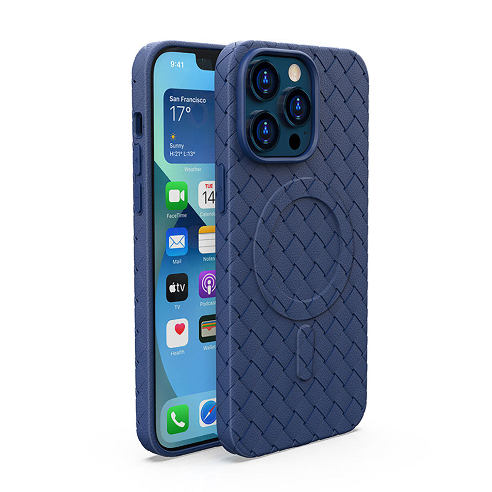 Heat Dissipation Magnetic Woven Pattern Tpu iPhone Case With Apple Watch Band