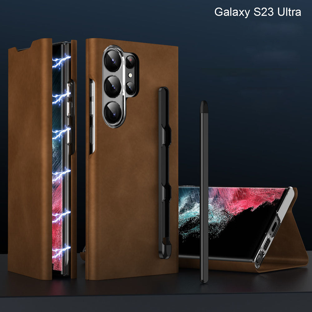 Card Holder Magnetic Anti-Fall Protective Leather Case With Pen Slot Phone Case For Samsung Galaxy - GiftJupiter