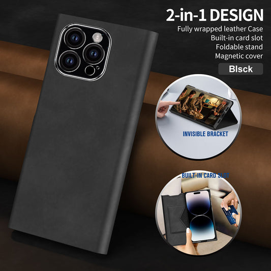 Card Holder Magnetic Anti-Fall Protective Leather Case With Pen Slot Phone Case For iPhone